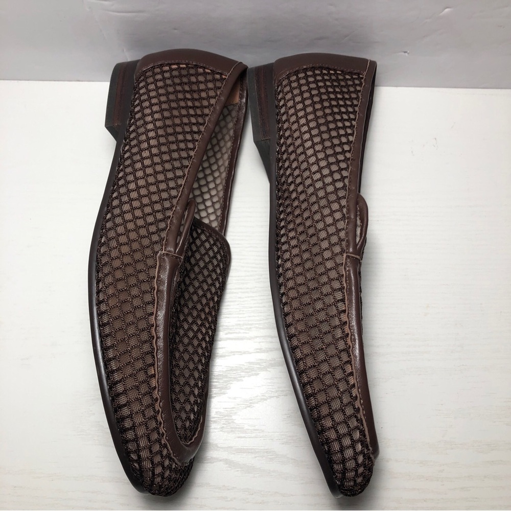 Maeve x Bibi Lou Mesh Loafers Women Size US10-10.5 EU41 Dark Brown Leather Flats - Picture 3 of 7